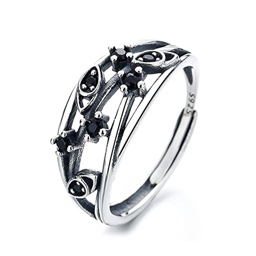 Personalisierte Ringe für Damen, Ringe aus echtem Sterlingsilber, mehrere Reihen unregelmäßiger, mit Zirkonen verflochtener Eheringe, verstellbare Größe, Modeschmuck von Generic