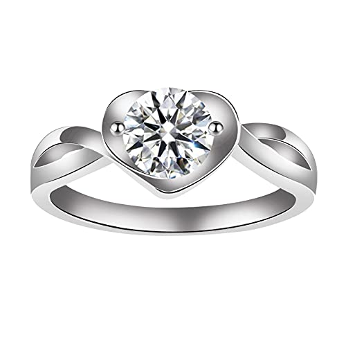 Personalisierte Zirkonring-Ringe der herzförmigen Verlobungs-Frauen der Prinzessin Ringe Kinder Mädchen 4 Jahre (Silver, 9) von Generic