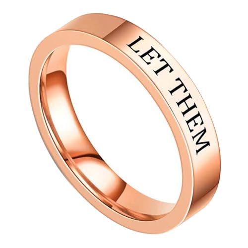 Personalisierter Namensring, Edelstahlringe mit Individueller Gravur Innen und Außen, Polierte Bandringe Glänzende Ringe mit Individueller Botschaft für Damen und Herren (Roségold) von Generic