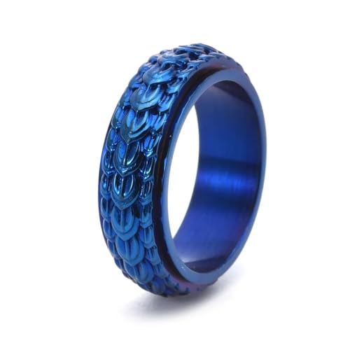 Personalisierter drehbarer Ring aus Titanstahl mit 8 mm Drachenschuppen-Motiv für Herren Personalisierter drehbarer Ring aus Titanstahl mit 8 mm Drachenschuppen-Motiv für Herren von Generic