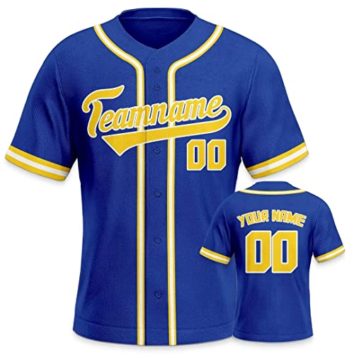 Personalisiertes Baseball Trikot 3D Stickerei/Druck Trikot Shirt mit Deinem Namen und Nummer Hip-Hop-Sportuniform für Herren Damen Kinder Fantrikot Blau Personalisiertes Baseball Trikot 3D Stickerei/Druck Trikot Shirt mit Deinem Namen und Nummer Hip-Hop-Sportuniform für Herren Damen Kinder Fantrikot Blau von Generic