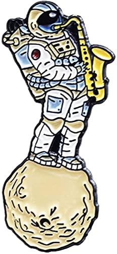 Personalisiertes Design Tropfbrosche Unisex Astronaut spielen Saxophon Emaille Brosche Pin Abzeichen Kleidung Tasche Hut Dekor Nützlich und attraktiv von Generic