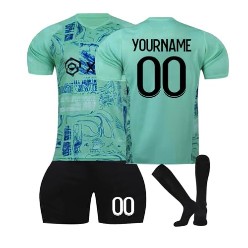 Personalisiertes Fußball Trikot, Fußball Trainingstrikots Sporttrikots für Jungen Anpassbarer Name und Nummer Kinder Erwachsenen Fußballtrikot, Fussball Trikot Kinder, T-Shirt Shorts und Socke von Generic