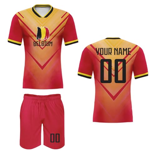 Personalisiertes Fußball Trikot mit dem Namen des Landes und der Nationalflagge Kinder Erwachsene Fußball Shorts&Trikots mit GRATIS Name Nummer Fußball Training Trikot von Generic