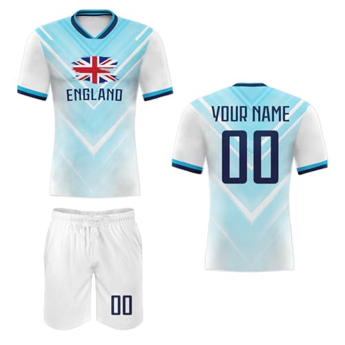 Personalisiertes Fußball Trikot mit dem Namen des Landes und der Nationalflagge Kinder Erwachsene Fußball Shorts&Trikots mit GRATIS Name Nummer Fußball Training Trikot von Generic