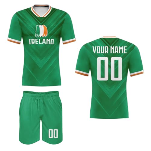 Personalisiertes Fußball Trikot mit dem Namen des Landes und der Nationalflagge Kinder Erwachsene Fußball Shorts&Trikots mit GRATIS Name Nummer Fußball Training Trikot von Generic