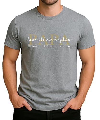 Personalisiertes Vatertags-T-Shirt - Geschenk für Papa, Namen der Kinder - Individuelles Shirt für den besten Vater - Vatertagsgeschenk personalisiert - Bis zu 3 Wunschjahren Herren Männer T-Shirt von Generic