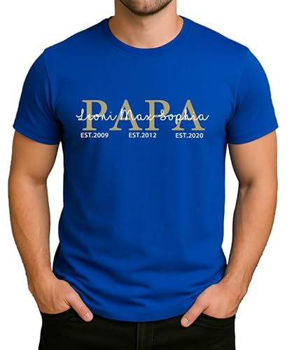 Personalisiertes Vatertags-T-Shirt - Geschenk für Papa, Namen der Kinder - Individuelles Shirt für den besten Vater - Vatertagsgeschenk personalisiert - Bis zu 3 Wunschjahren Herren Männer T-Shirt von Generic