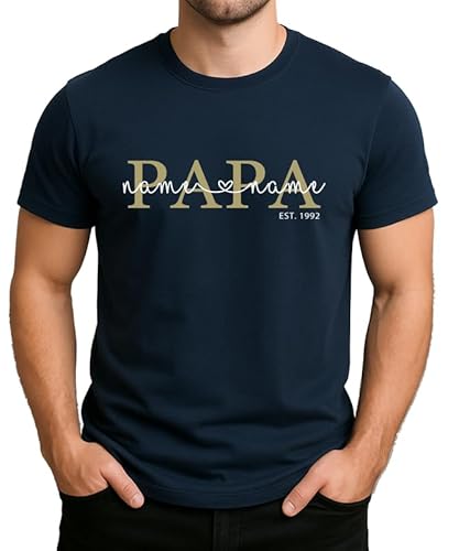 Personalisiertes Vatertags-T-Shirt - Geschenk für Papa mit Namen der Kinder - Individuelles Shirt für den besten Vater - Vatertagsgeschenk personalisiert - Mit Wunschjahr Herren Männer T-Shirt von Generic