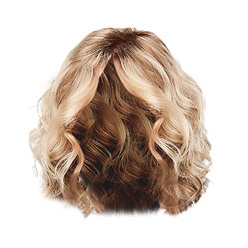 Perücke Damen mittleres und langes lockiges Haar mittlere Birne Dauerwelle kurzes Haar Mode golden gefärbt Perücke Haarset Schwarze Perücke Cosplay von Generic
