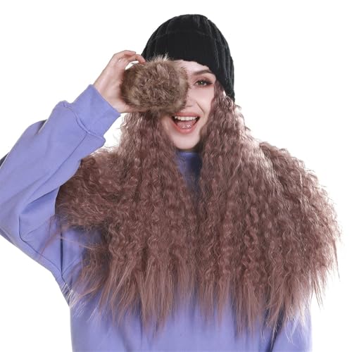 Perücke Hut eine Frau lange lockige Haare Wolle Locken ganze Spitze flauschige Wollmütze Kopfbedeckung Perücke Hut eine Frau lange lockige Haare Wolle Locken ganze Spitze flauschige Wollmütze Kopfbedeckung von Generic