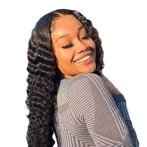 Perücke aus gelockter Spitze, Echthaar, HD, transparent, Lace-Front-Perücke, 150 % Dichte, Wasserwellen, gewellt, für Frauen, Spitzen-Perücke Perücke aus gelockter Spitze, Echthaar, HD, transparent, Lace-Front-Perücke, 150 % Dichte, Wasserwellen, gewellt, für Frauen, Spitzen-Perücke von Generic