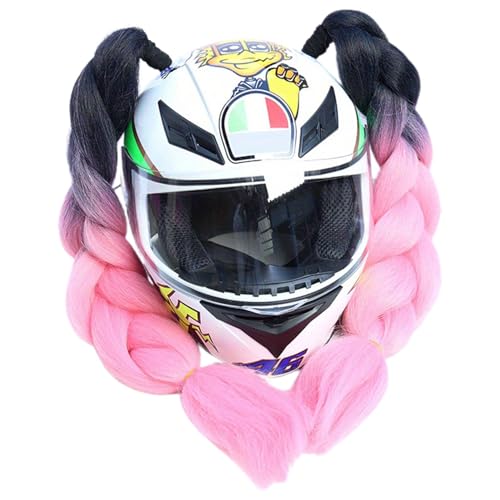 Perückendekoration, geflochten, Helme, Haarschmuck, Zöpfe, lange Helme, Haardekoration mit Saugnapf, für Fahrradhelme, Skateboard-Helme von Generic