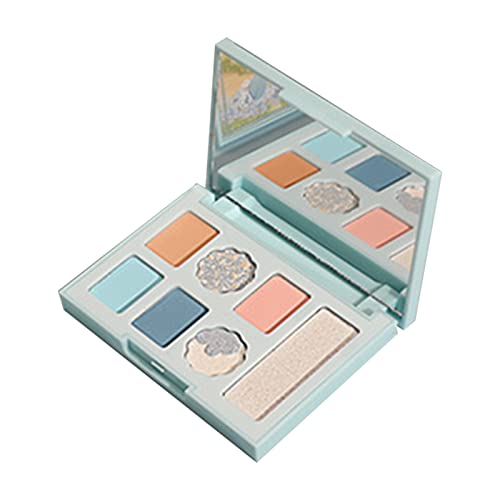 Petal 7-farbige Lidschatten-Paletten Perlglanz- Blau-Grün-Erdfarben-Make-up für jeden Hauttyp geeignet Paletten Organizer Schminke (D, One Size) von Generic