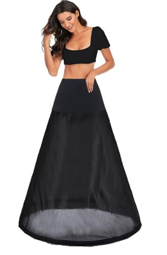 Petticoat Reifrock 1 Reifen Unterrock Brautkleid Crinoline Full A-Linie Bodenlang Hochzeitskleid Rock Underskirt Reifrock Lang A-Line Petticoat für Ballkleid Viktorianisches Kleid Kostüm(Schwarz,40) von Generic