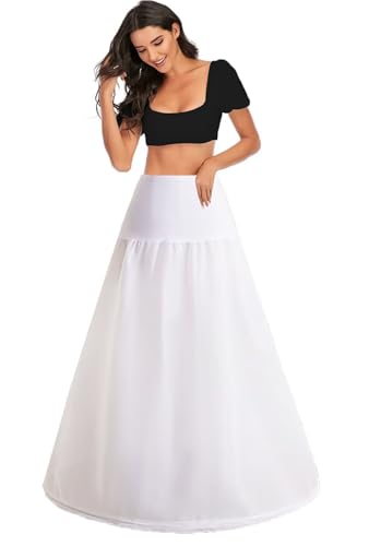 Petticoat Reifrock 1 Reifen Unterrock Brautkleid Crinoline Full A-Linie Bodenlang Hochzeitskleid Rock Underskirt Reifrock Lang A-Line Petticoat für Ballkleid Viktorianisches Kleid Kostüm(Weiß,38) von Generic
