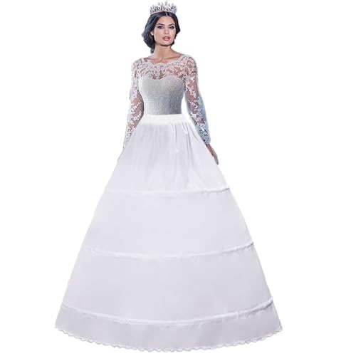 Petticoat Reifrock Crinoline Unterrock 3 Reifen Brautkleid Unterröcke A-Linie Ballkleid Krinoline Unterröcke 3 Hoop Vintage Underskirt Brautkleid Rock Party Bankett Unterrock Weiß/Schwarz(Weiß,32) von Generic