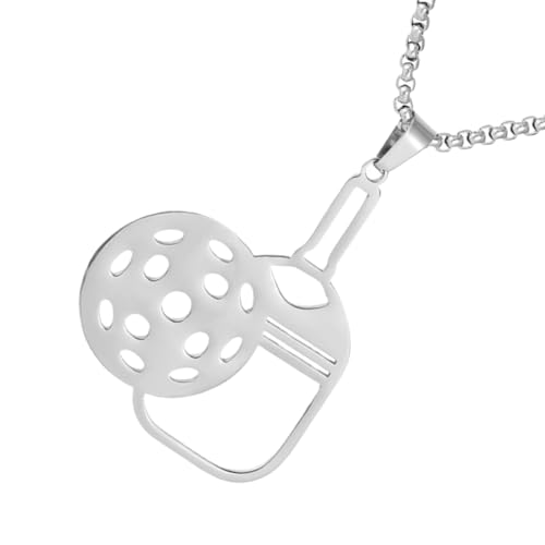 Pickleball-Schmuck für Damen, Edelstahlschmuck für Sportfans, hohle Halskette für Herren und Damen, Outdoor-Aktivitäten, Reisen, Fitnessstudio, Consulte la descripción, Edelstahl, Siehe Beschreibung von Generic