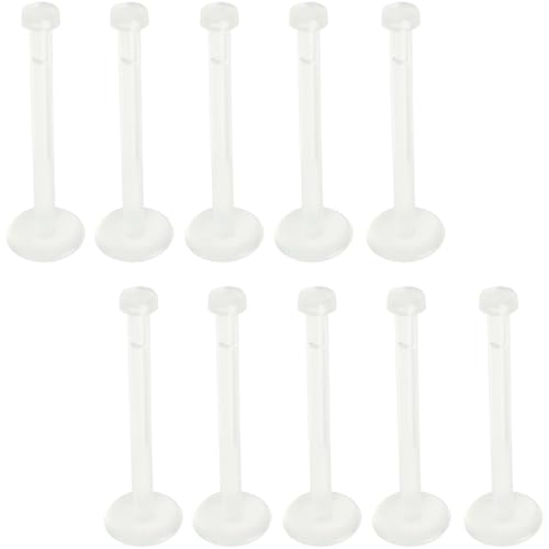 Piercing Retainers 10 Stück Lippe Bars Bioflex Kunststoff Zungenpiercing Lippenpiercing Acryl Tragus Ohr Studs 1.2 mm(16 g) 10 MM Clear Earrings Männer Frauen Aretes Para La Nariz Klar Runde von Generic