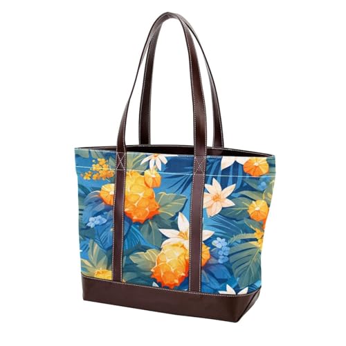 Pineapple Flowers-1856 modische gewaschene strapazierfähige Ledergeldbörse für Damen, mit Tragegriff oben, mit Taschen, Reißverschluss von Generic