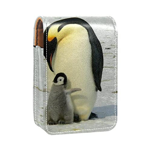 Pinguine Baby und Eltern Lipgloss Halter Lippenstift Etui Tragbare Mini Lippenstift Aufbewahrungsbox Reise Lippenstift Organizer Case mit Spiegel für Frauen, Mehrfarbig, 9.5x2x7 cm/3.7x0.8x2.7 in von Generic