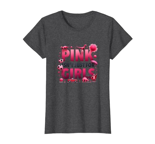Pink Isn't Just for Girls Pink Boys Dinosaurier Soccer Fun T-Shirt, Damen, Anthrazit Meliert, L von Generic