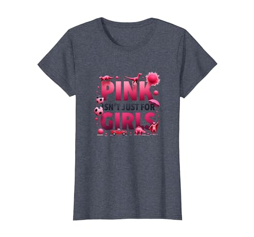 Pink Isn't Just for Girls Pink Boys Dinosaurier Soccer Fun T-Shirt, Damen, Blau Meliert, L von Generic