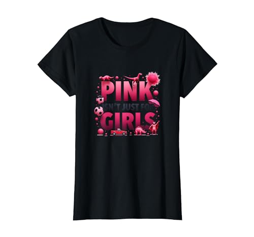 Pink Isn't Just for Girls Pink Boys Dinosaurier Soccer Fun T-Shirt, Damen, Schwarz, XXL von Generic