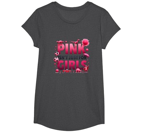 Pink Isn't Just for Girls Pink Boys Dinosaurier Soccer Fun T-Shirt, Girls, Anthrazit Meliert, S von Generic