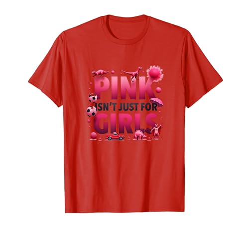 Pink Isn't Just for Girls Pink Boys Dinosaurier Soccer Fun T-Shirt, Herren, Rot, 3XL von Generic
