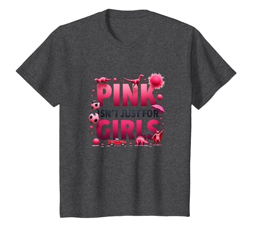 Pink Isn't Just for Girls Pink Boys Dinosaurier Soccer Fun T-Shirt, Kinder, Anthrazit Meliert, 116 von Generic