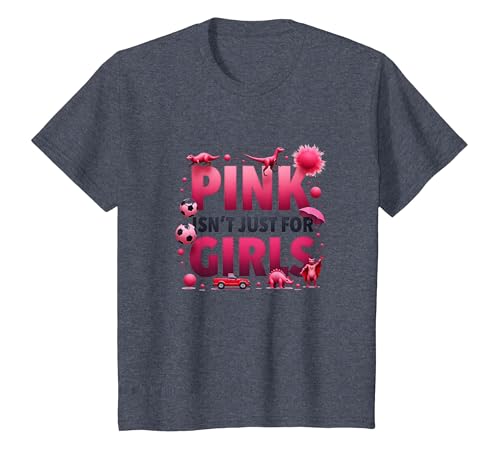 Pink Isn't Just for Girls Pink Boys Dinosaurier Soccer Fun T-Shirt, Kinder, Blau Meliert, 98 von Generic