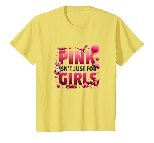 Pink Isn't Just for Girls Pink Boys Dinosaurier Soccer Fun T-Shirt, Kinder, Gelb, 92 von Generic