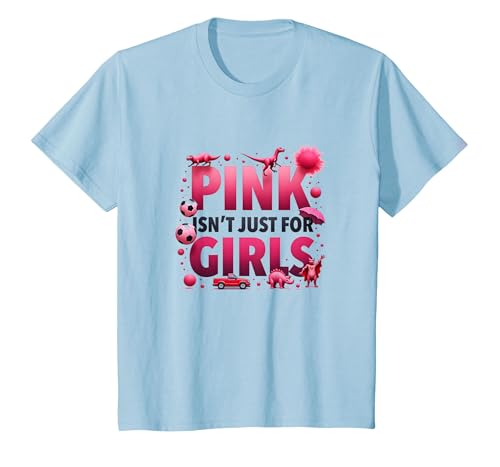 Pink Isn't Just for Girls Pink Boys Dinosaurier Soccer Fun T-Shirt, Kinder, Himmelblau, 116 von Generic