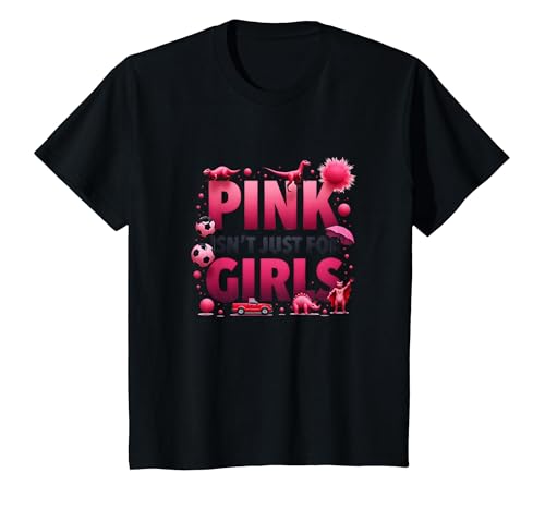 Pink Isn't Just for Girls Pink Boys Dinosaurier Soccer Fun T-Shirt, Kinder, Schwarz, 116 von Generic