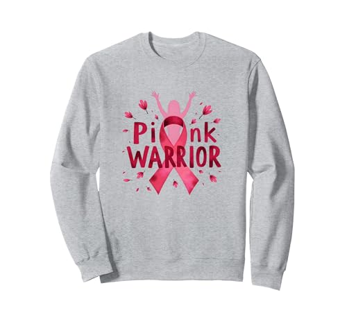 Pink Warrior Brustkrebs-Bewusstsein stärkt Frauen Sweatshirt, Unisex für Erwachsene, Grau Meliert, S von Generic