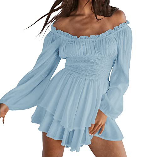 Piratenkostüm Damen Sommerkleid Piraten Kostüm Frauen Swing Kleid Slash Neck Skaterkleid Weißes A-Linien-Kleid Trägerloses Knielang Patchwork Tunika Kleid Hosenrock Set Jumpsuit Karneval Party von Generic