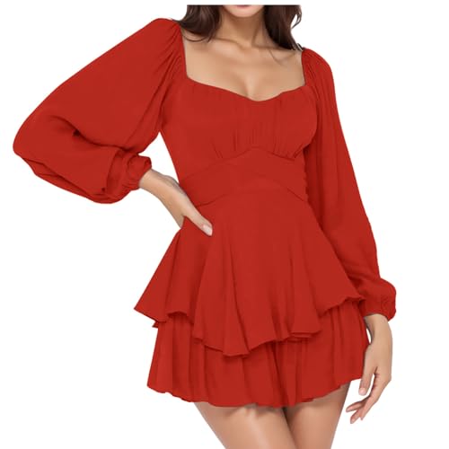 Piratenkostüm Damen Weißes Kleid Schulterfrei Blusenkleid Rüschen Langarm Minikleid Kurz Jumpsuit Piraten Kostüm Frauen Mädchen Kawaii Clothes Pirat Kleid Party Halloween Karneval Kostüm Piratenkleid von Generic