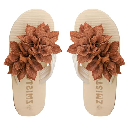 Plateau Flip Flops Damen Blumen Sandalen Zehensandalen Bohemian Zehentrenner Peep Toe Hausschuhe Bequeme Damenschuhe Boho Sandaletten Rutschfest Schlappen Reise Urlaub Outdoor Slippers von Generic