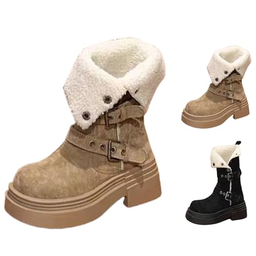 Plateau Stiefeletten Damen Gefüttert - Westernstiefel Damen Runde Zehenpartie Winterboots Mit Gefüttert Blockabsatz Profilsohle Springerstiefel Halbhoch Reitstiefel rutschfest Schneestiefel Plateau Stiefeletten Damen Gefüttert - Westernstiefel Damen Runde Zehenpartie Winterboots Mit Gefüttert Blockabsatz Profilsohle Springerstiefel Halbhoch Reitstiefel rutschfest Schneestiefel von Generic