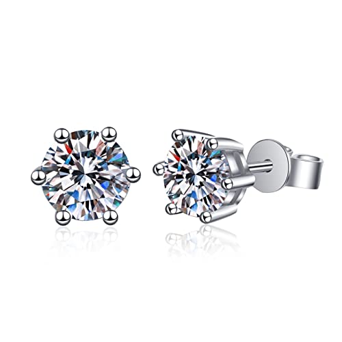 Platinierte Sterlingsilber-Ohrringe für Damen und Herren mit eingelegtem Moissanit von Generic