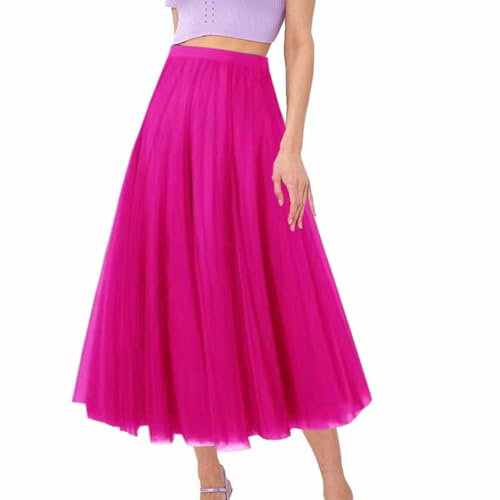 Plissee Rock Damen Midi Mit Tüll - Bleistiftrock Schwarz Lang - Faltenrock Mesh Bustier Fee Saree Mittellang Großer-Rock Swing Langer Rock Tanzrock A-Linie Falten Midirock Faltenrock Sommerrock von Generic