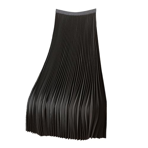 Plisseerock Damen Midi, Faltenrock A Linie, Satin Rock Damen Knielang Midirock Röcke Kleid Plissee Wickelrock für Frauen Skirt Freizeitrock Einfarbig Herbstrock Sommerrock Elegant Kleidung von Generic