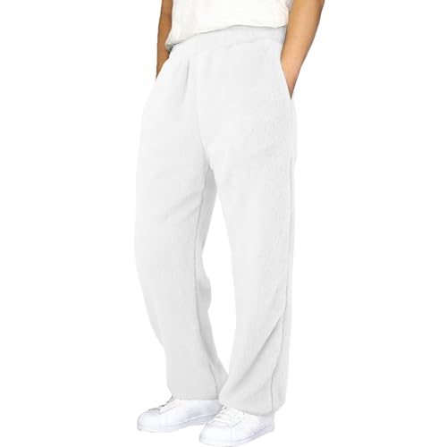 Plüsch Breite Jogginghose Herren Hosen Winter Hosen Plüschhose Herren Lose Relaxed-Fit Sweathose Jogginghose Aestethic Sweatpants Breites Bein Freizeithosen Outdoorhose Loungewear Streetwear von Generic