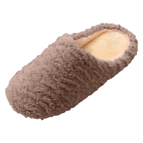 Plüsch Frauen Schlappen Gästehausschuhe Für Haushaltsgäste Filzpantoffeln Besucherhausschuhe Retro-Mode Filz Hausschlappen Geschlossen Slippers Kuschelige Home Slipper von Generic