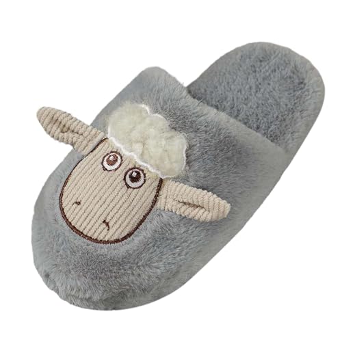 Plüsch Frauen Schlappen Hausschuhe Damen Bequem Pantoffeln Mit Polar Fleece-Futter Winter Warm Badeschuhe Flache Hüttenschuhe Rutschfeste Slippers Flauschig Filzpantoffeln von Generic