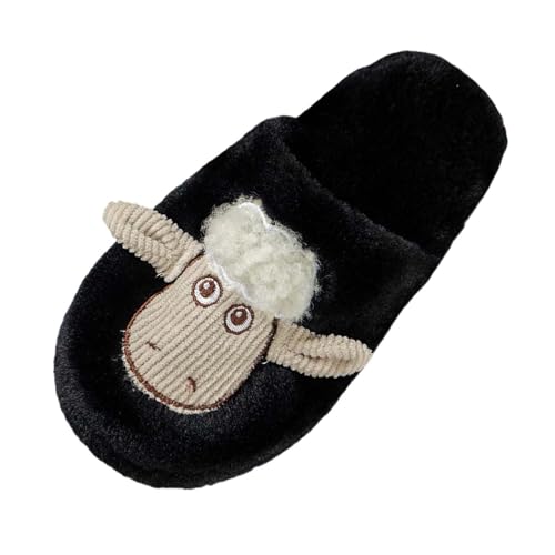 Plüsch Frauen Schlappen Hausschuhe Damen Bequem Pantoffeln Mit Polar Fleece-Futter Winter Warm Badeschuhe Flache Hüttenschuhe Rutschfeste Slippers Flauschig Filzpantoffeln von Generic