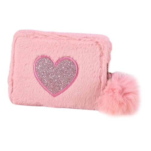 Plüsch Geldbörse, Kreditkartenetui, Clutch Geldbörse, Stilvolle Kleine Geldbörse, Handtasche, Damen Geldbörse für Dating, Pendeln, Reisen, Straße, Rosa von Generic