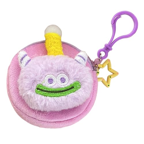 Plüsch Geldbörse Damen Süße Plüsch Geldbörse, Plüsch Tiermünztasche - Großer Mund Schlüsselanhänger Sachen Geldbörse Plüsch Charme Anhänger Tiere Gefüllte Ornamente, voilett, verwijzen naar de von Generic