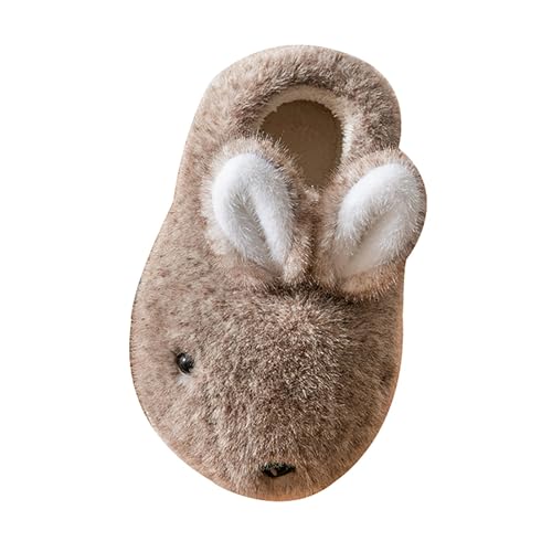 Plüsch Häschen Hausschuhe Mädchen Junge Kuschelige Tierhausschuhe Anti Rutsch Pantoffeln Warm Winterschuhe Flauschig Slipper Weiche Kinderhausschuhe (Coffee, 28.5 Little Child) von Generic